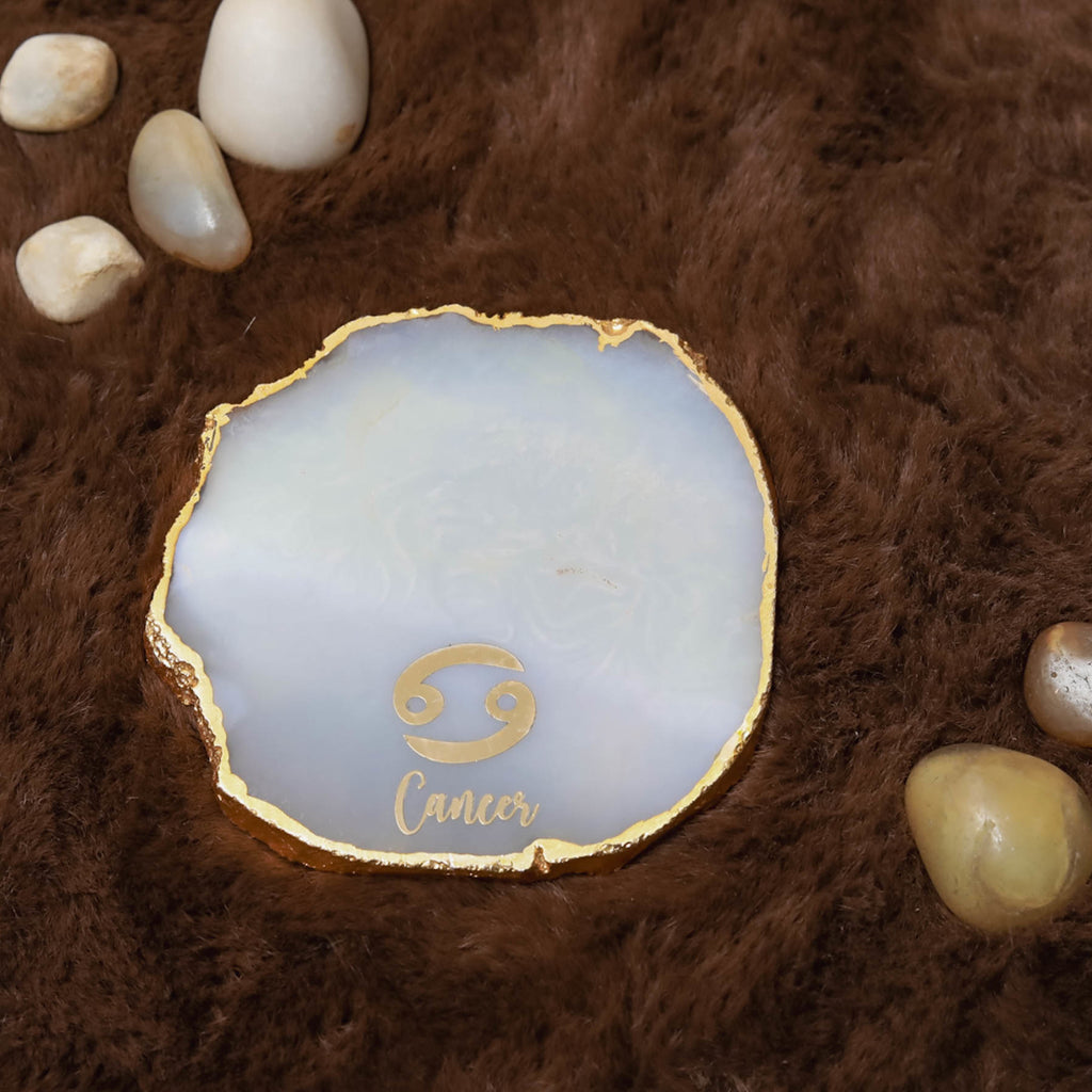 Agate Zodiac Coaster Cancer-Natural White