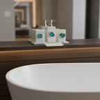 White Marble with Turquoise Agate Bathroom Set, Set of 5