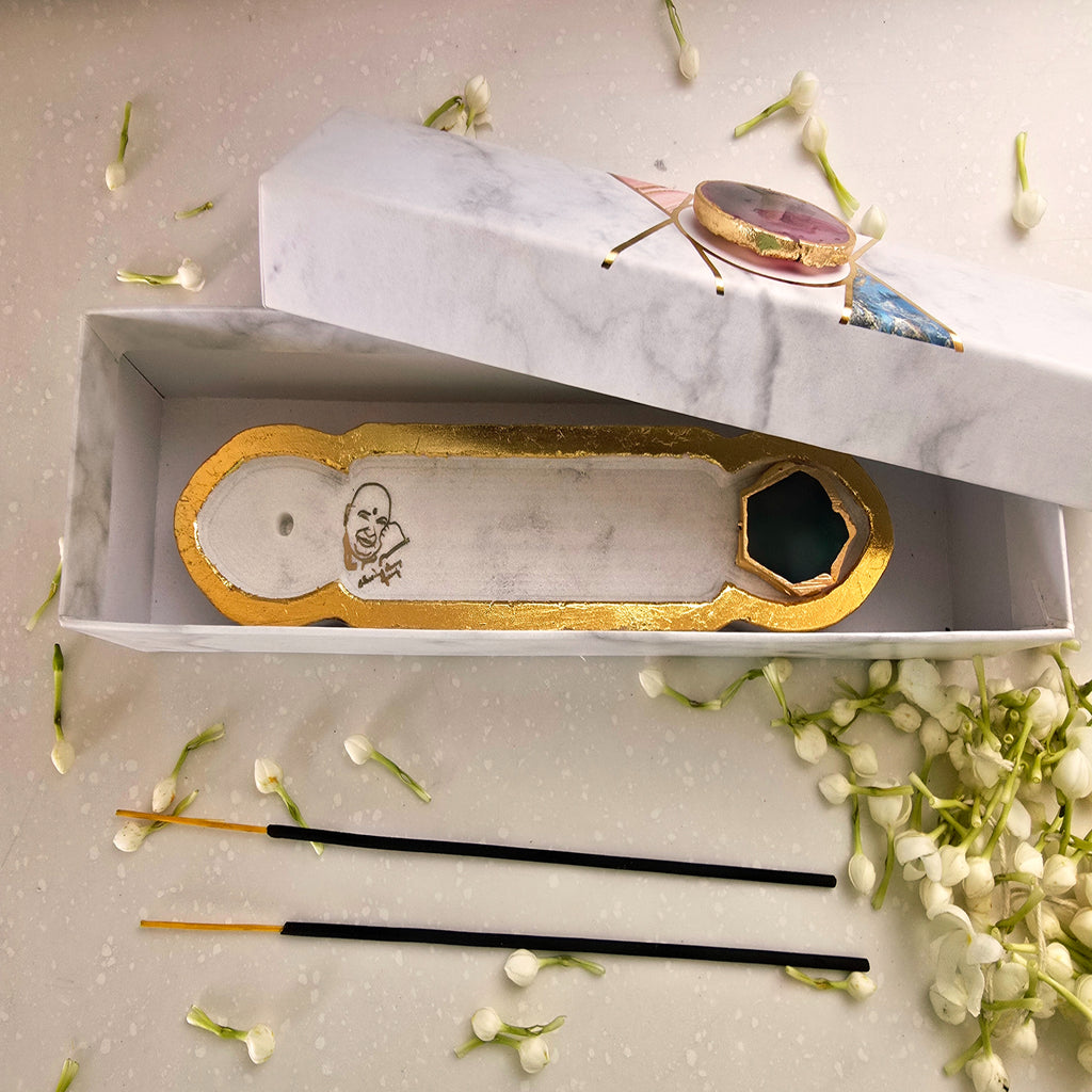 White Marble Guruji Agarbatti Stand