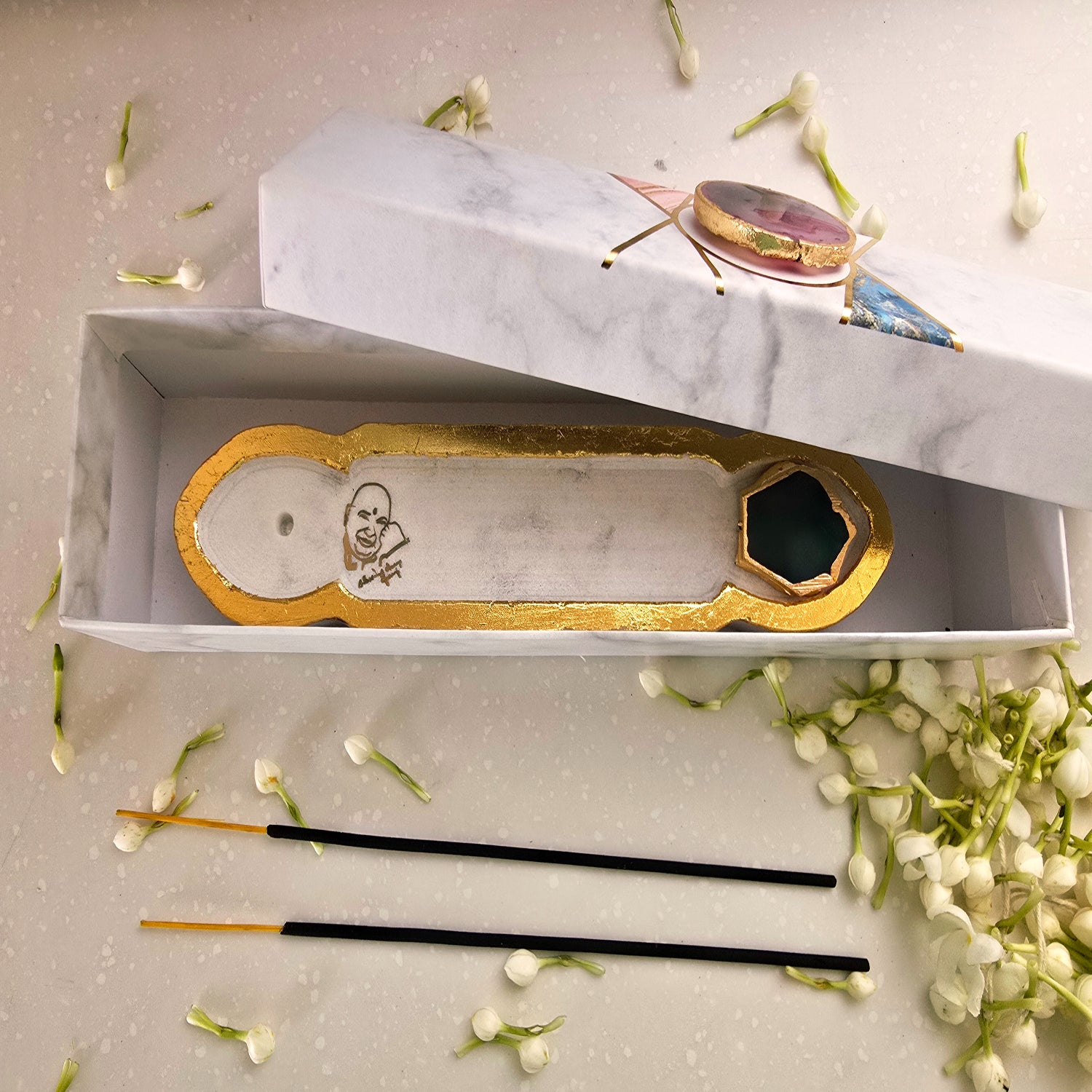 White Marble Guruji Agarbatti Stand