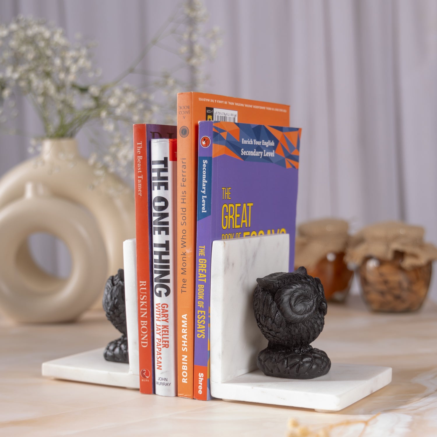 Marble Owl Bookend