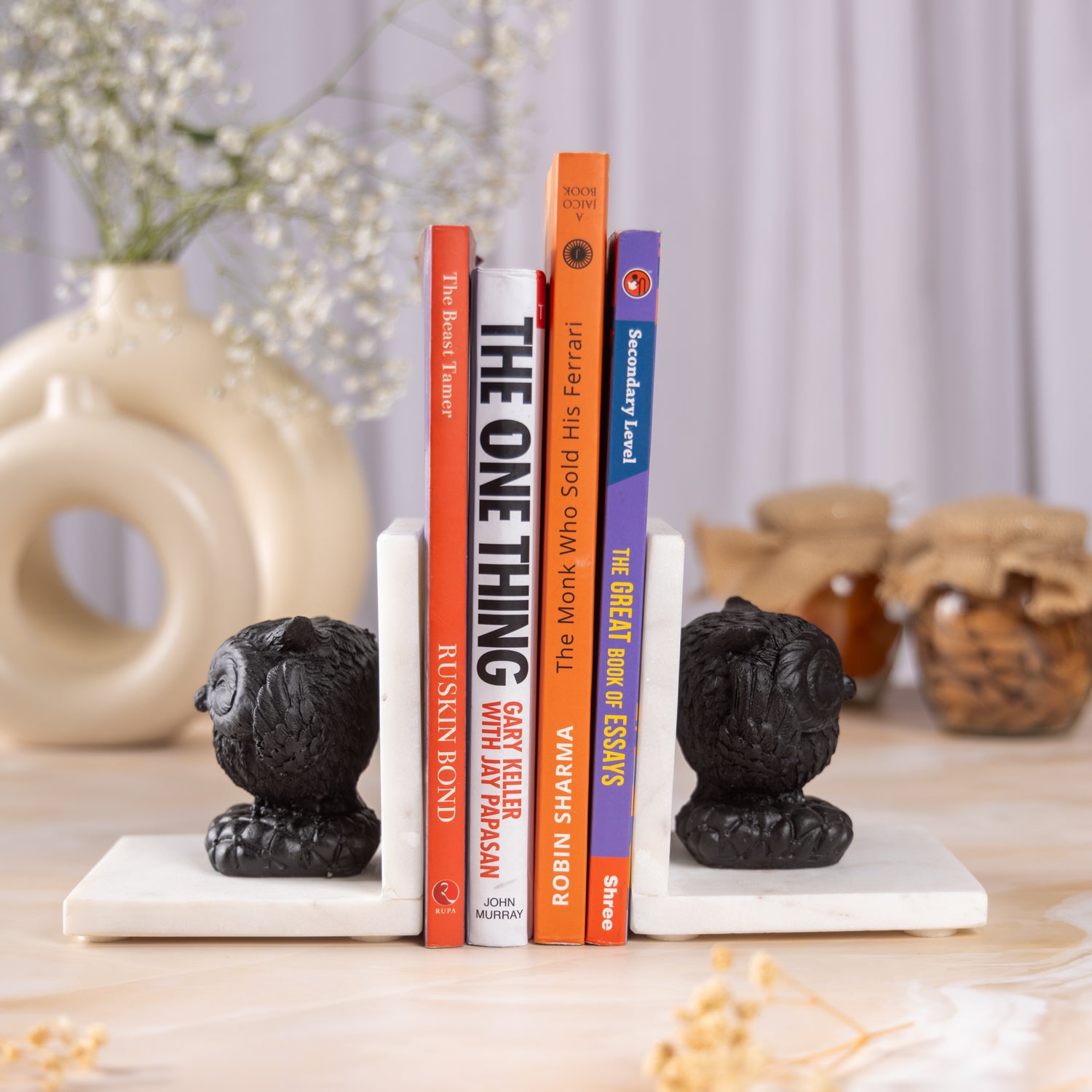 Marble Owl Bookend