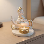 Buddha Hand Tealight Candle Holder Round Marble Base
