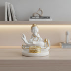 Buddha Hand Tealight Candle Holder Round Marble Base