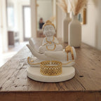 Buddha Hand Tealight Candle Holder Round Marble Base