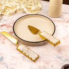 Marble with Gold leafing and Metal Cake Server