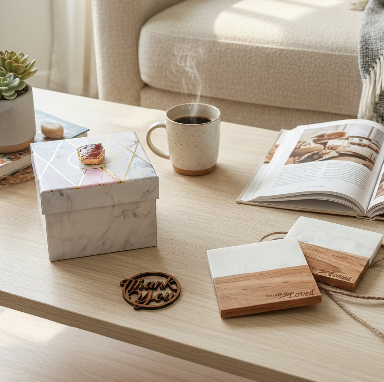 Marble Wooden You Are So Loved Square Coaster - set of 2