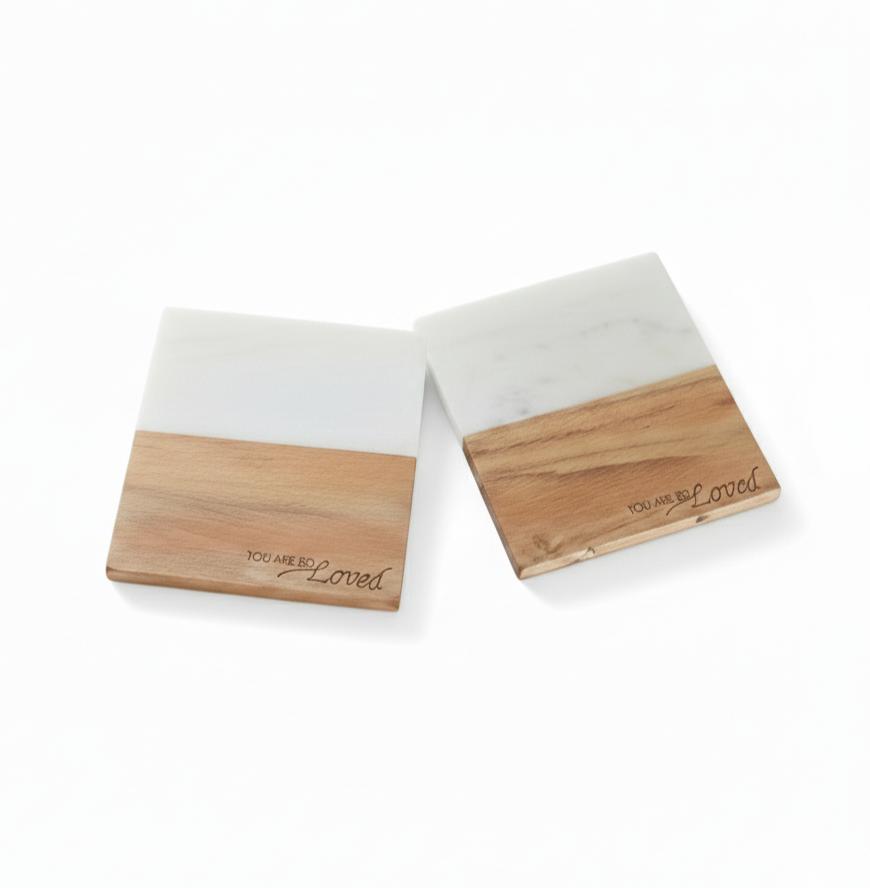 Marble Wooden You Are So Loved Square Coaster - set of 2