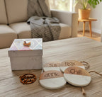 Marble Wooden Drink Relax Sip Chill Round Coaster - set of 4