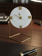 Marble Square Desktop Clock With Metal Stand