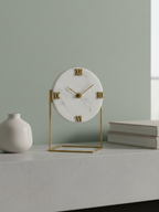 Marble Hexagonal Desktop Clock  With Metal Stand