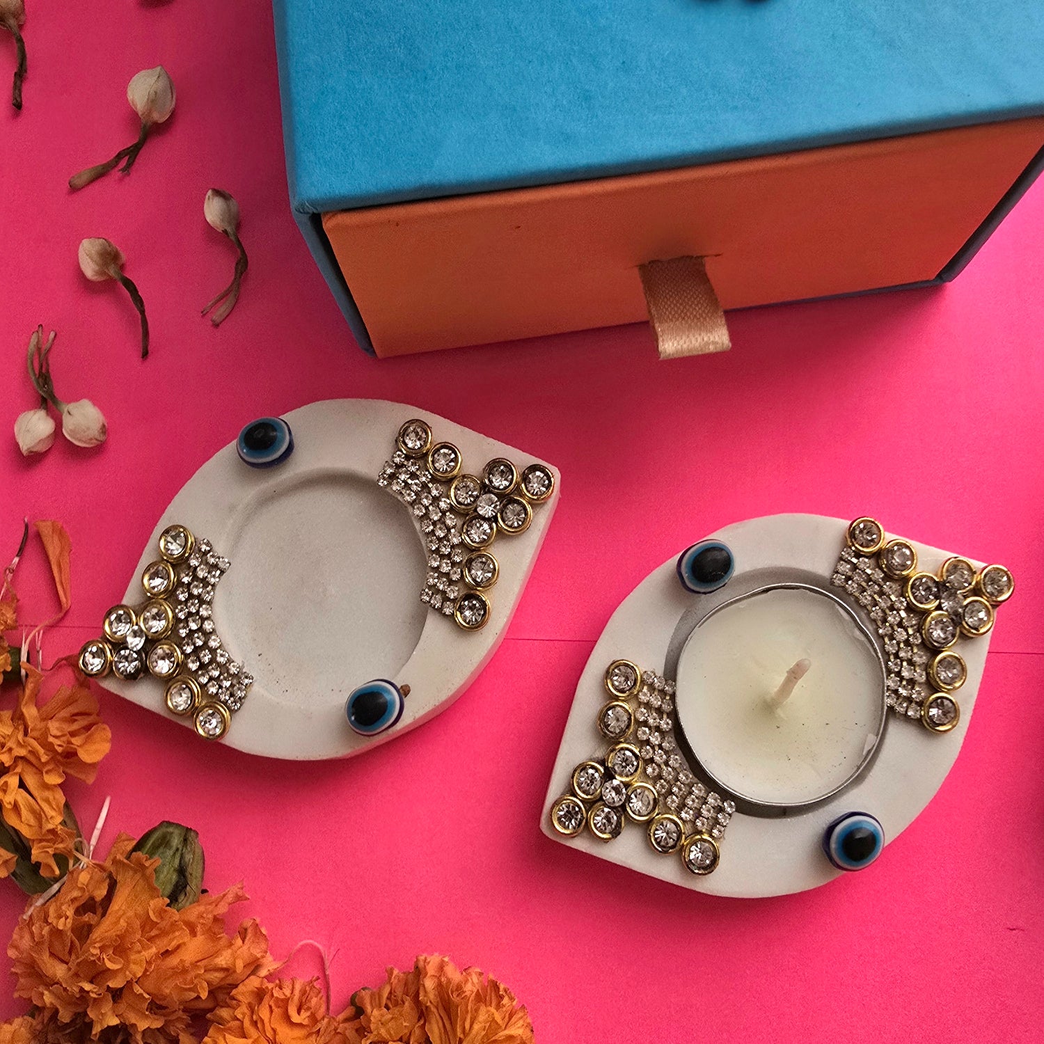 Marble Eye Shape TeaLight Holder Set