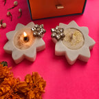 Marble Star Shape Candle Holder Set