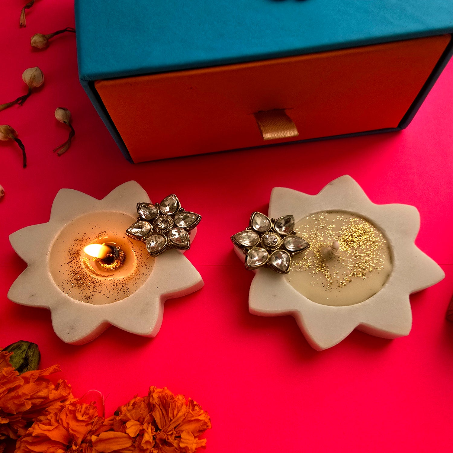 Marble Star Shape Candle Holder Set