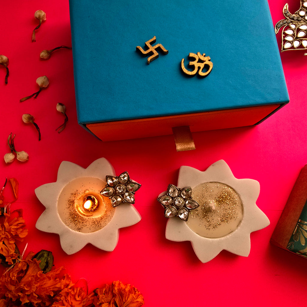 Marble Star Shape Candle Holder Set