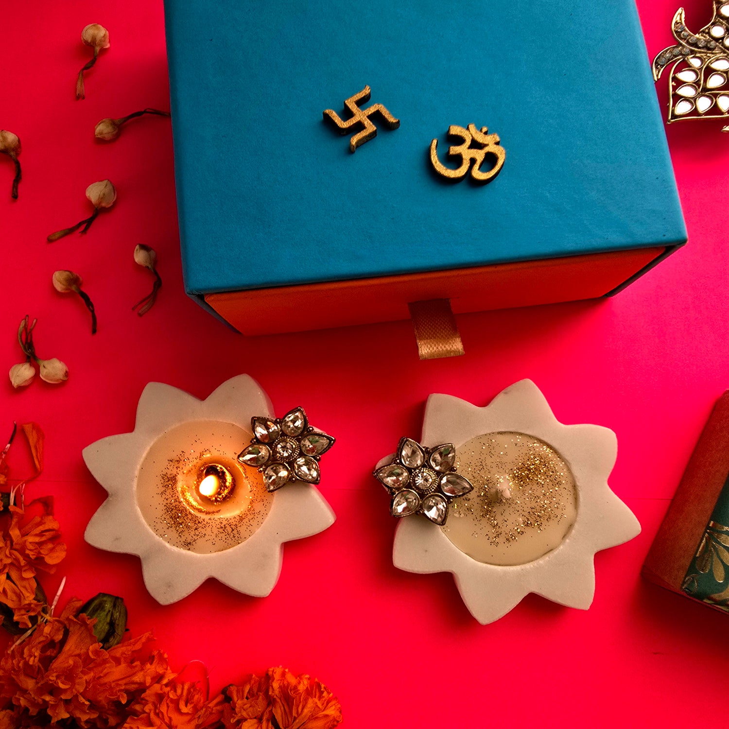 Marble Star Shape Candle Holder Set