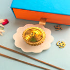 Marble Floral Brass Incense Holder