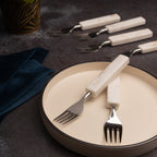 Metal Fork Spoons with Marble Handle Set of 6