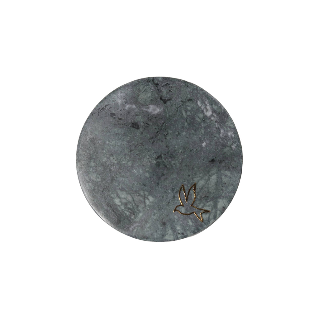 Green Marble Bird Coaster Set of 4