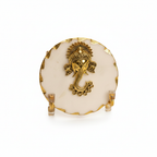 Marble Ganesha Gold Leafing Edge Showpiece With Metal Stand