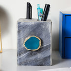 Grey Marble with Agate Pen stand- Green