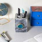 Grey Marble with Agate Pen stand- Green