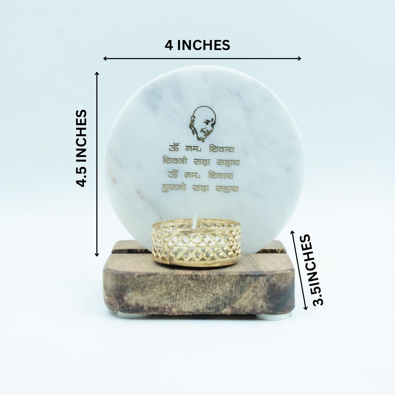 Guru Ji Mantra Marble Tealight Wooden