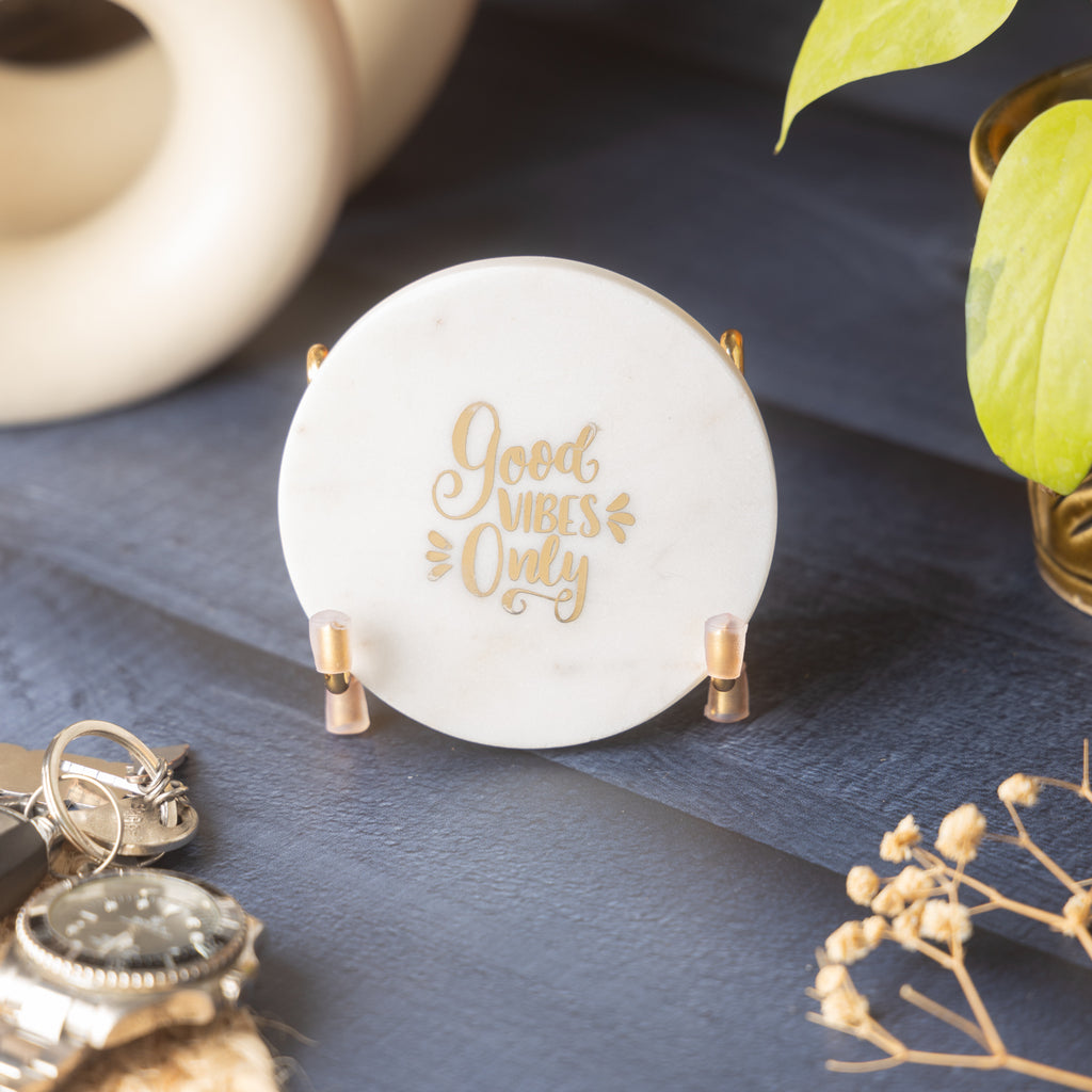 Good Vibes Marble Metal Showpeice