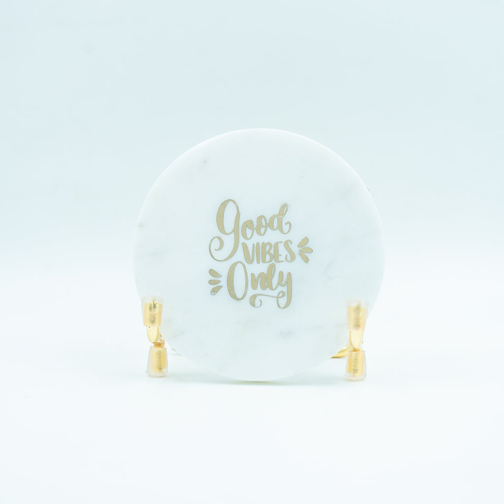 Good Vibes Marble Metal Showpeice