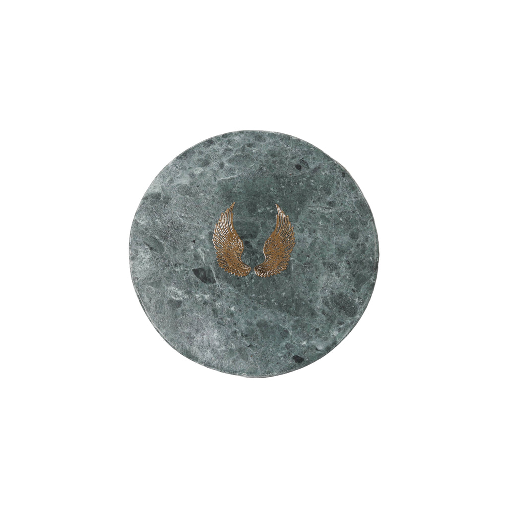 Green Marble Angel Wings Coaster Set of 4