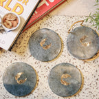 Green Marble Angel Wings Coaster Set of 4