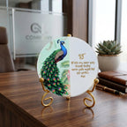 Marble Half Peacock Showpiece With Folding Metal Stand