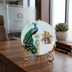 Marble Half Peacock Showpiece With Folding Metal Stand