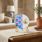 Marble Half Pichwai Showpiece With Folding Metal Stand