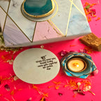 White Marble IK ONKAR Choki And Polyresin Tea Light Holder