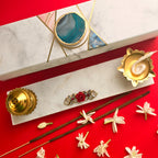 Marble Incense Holder And Diya