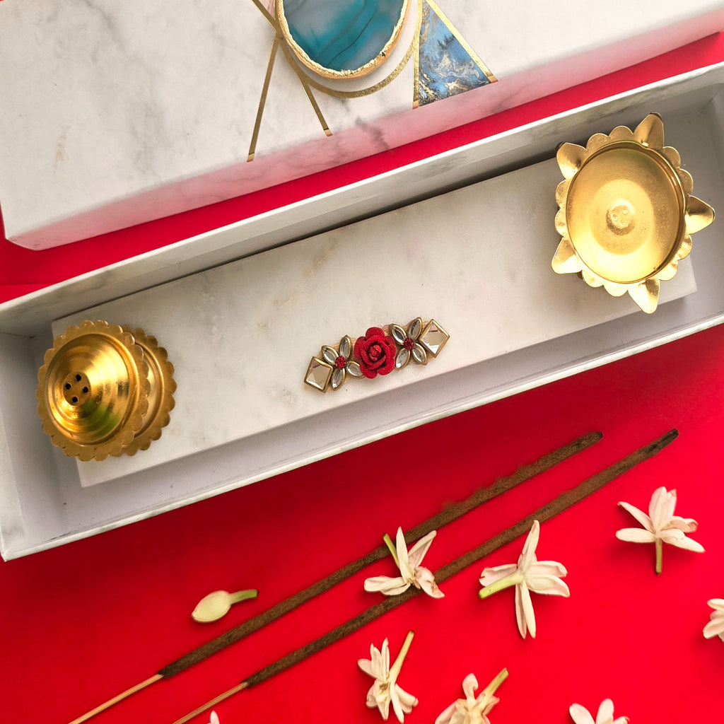 Marble Incense Holder And Diya