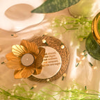 Marble Namokar Mantra Flower Shape Tealight Holder