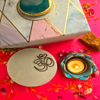White Marble Om Choki And Polyresin Tea Light Holder