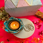 White Marble Om Choki And Polyresin Tea Light Holder