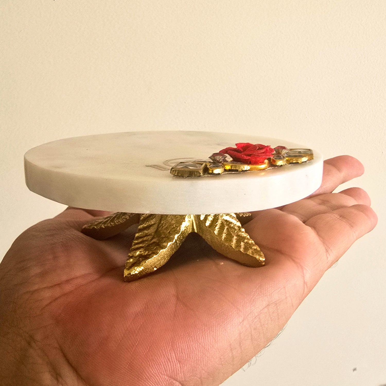 White Marble Om Namah Shivay Choki And Polyresin Tea Light Holder