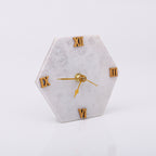 White Marble Hexagonal Desk Clock