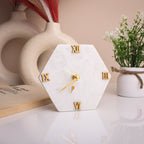 White Marble Hexagonal Desk Clock