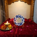 Marble Round Evil Eye Showpiece With Folding Metal Stand