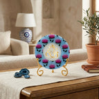Marble Round Pichwai Showpiece With Folding Metal Stand