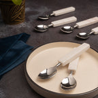 Metal Spoons with Marble Handle Set of 6