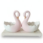 Swan Pair Tealight Candle Showpiece With Marble Base