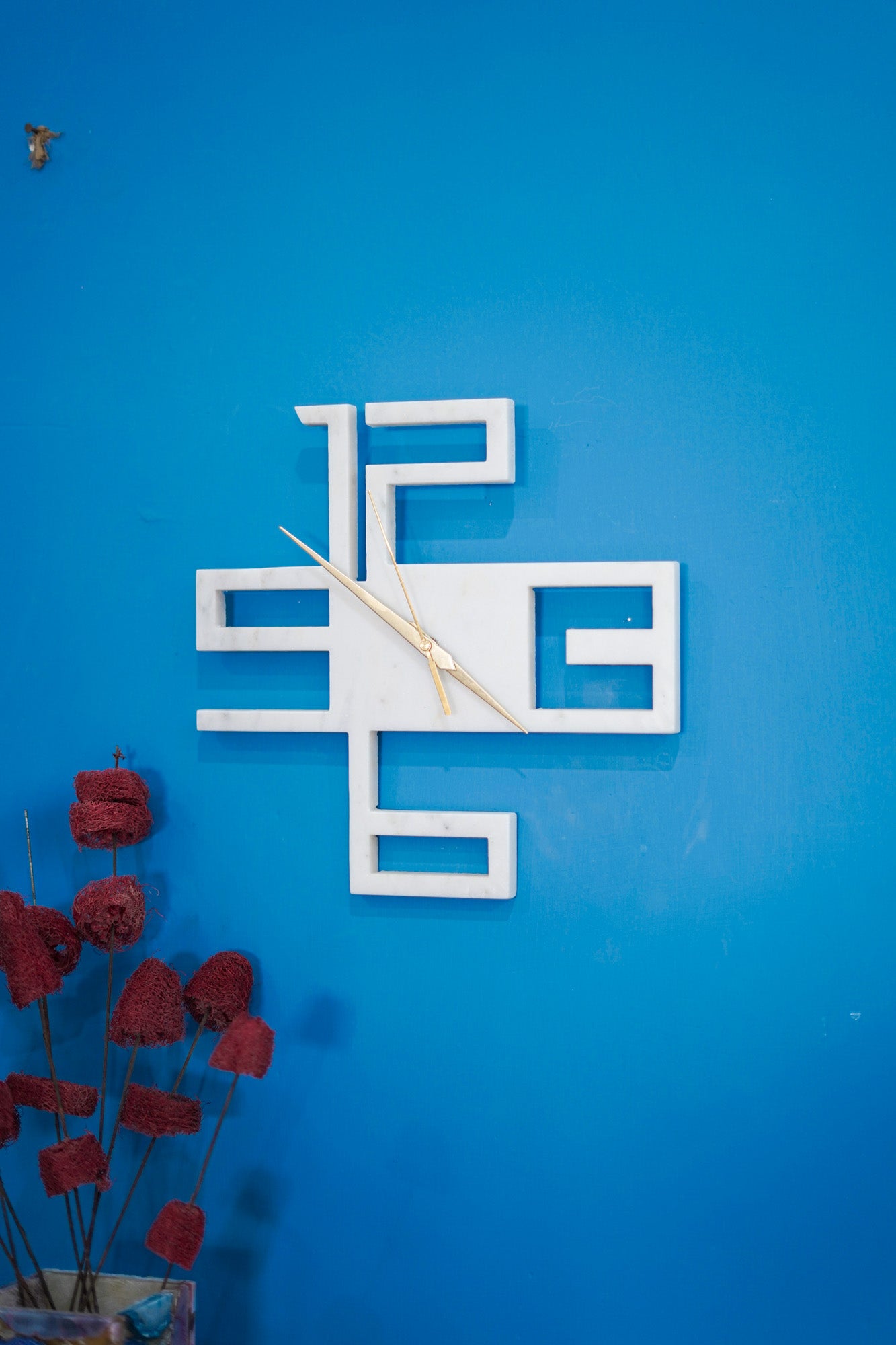 White Marble Hexagon Wall Clock