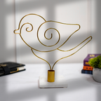 Bird Design Metal Candle Holder with Marble Base Home Decor Accent