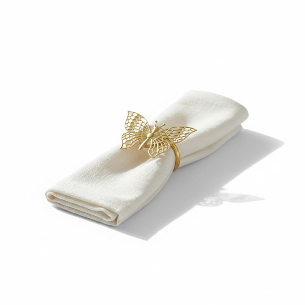 Mother of Pearl & Metal Elegant Butterfly Napkin Ring (Gold Finish)